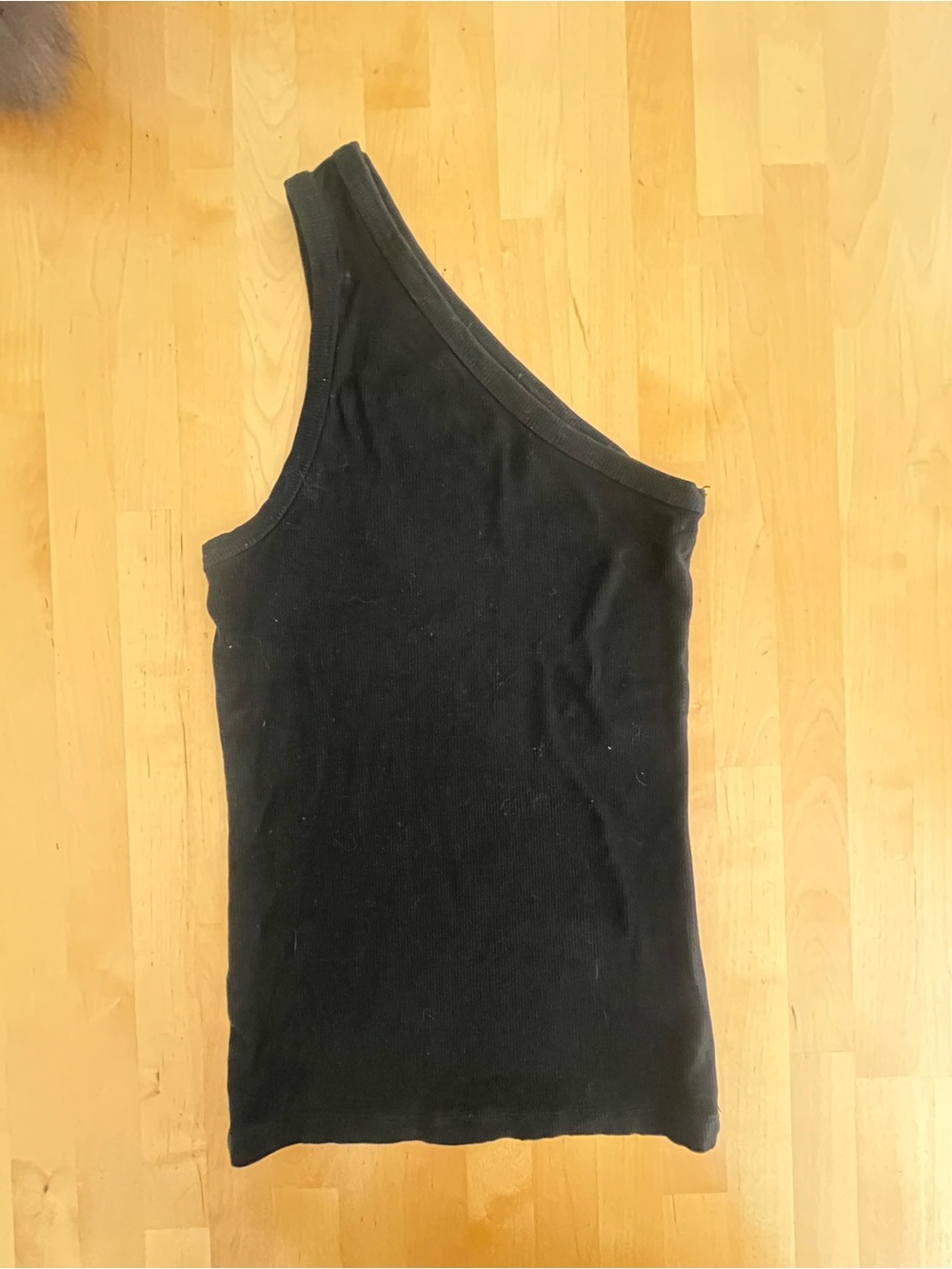 One Shoulder Black Top Small Olivaceous